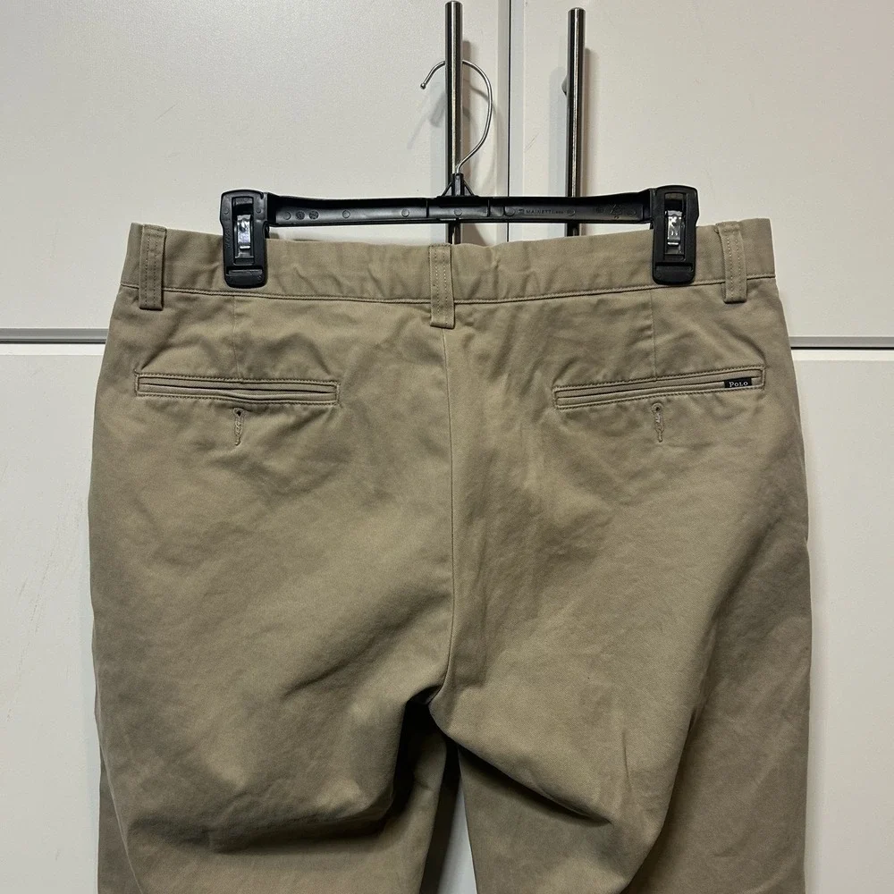 Polo Ralph Lauren Mens Slim Fit Khaki Chino Pants Tan 32/30 Cotton Trousers